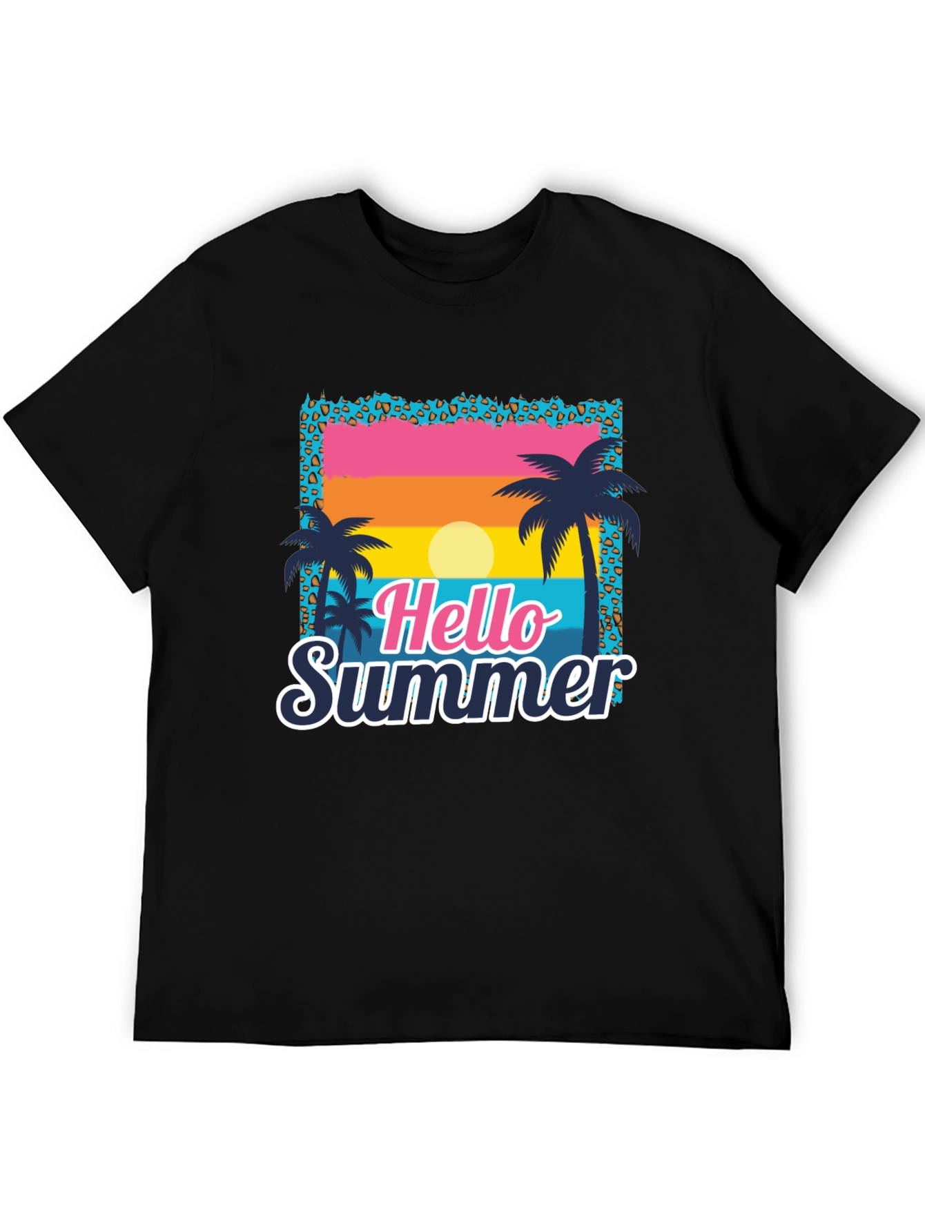 Camiseta Hello Summer con Estampado Tropical
