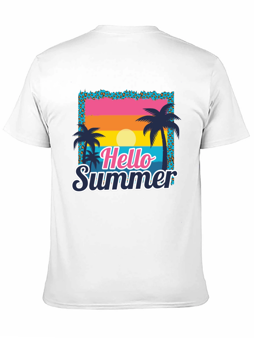 Camiseta Hello Summer con Estampado Tropical