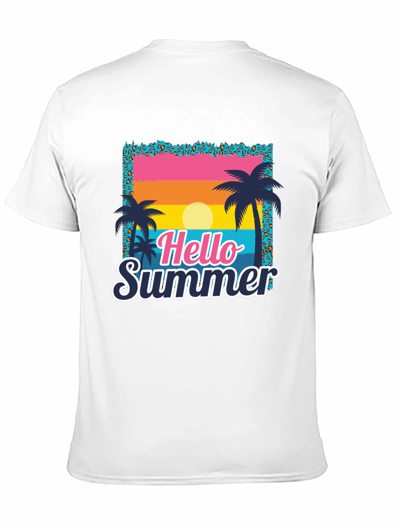 Camiseta Hello Summer con Estampado Tropical