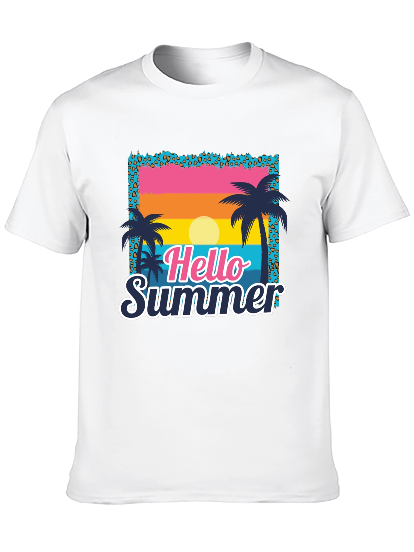 Camiseta Hello Summer con Estampado Tropical