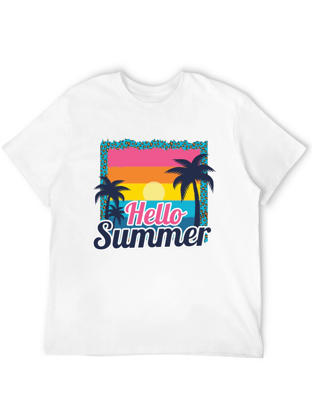 Camiseta Hello Summer con Estampado Tropical
