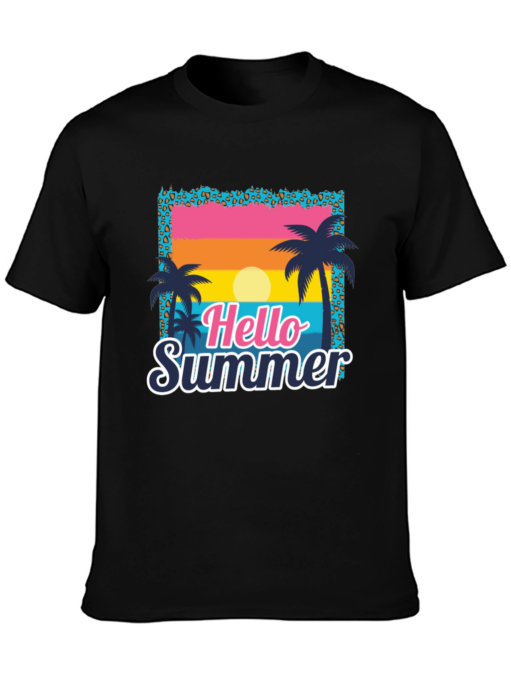 Camiseta Hello Summer con Estampado Tropical