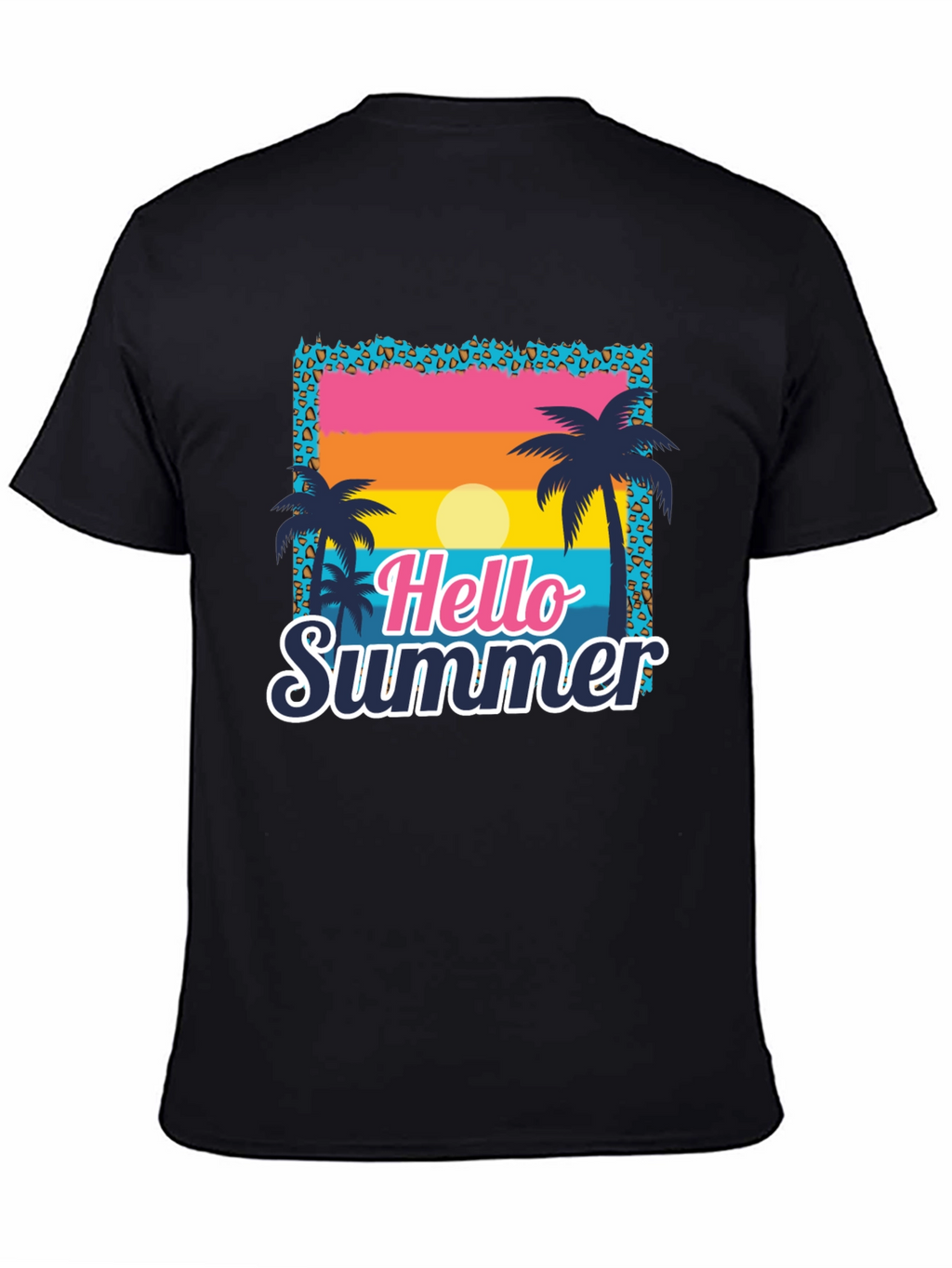 Camiseta Hello Summer con Estampado Tropical