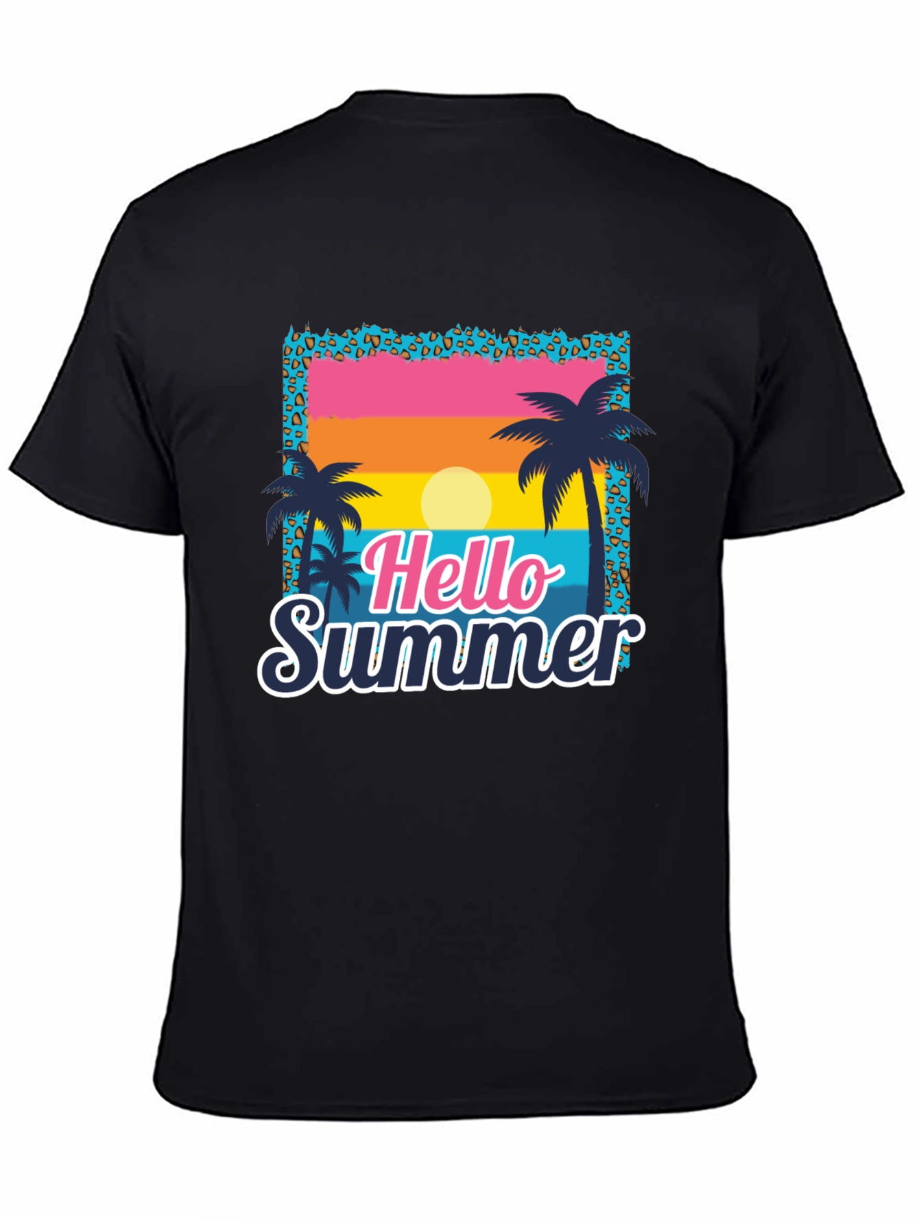 Camiseta Hello Summer con Estampado Tropical