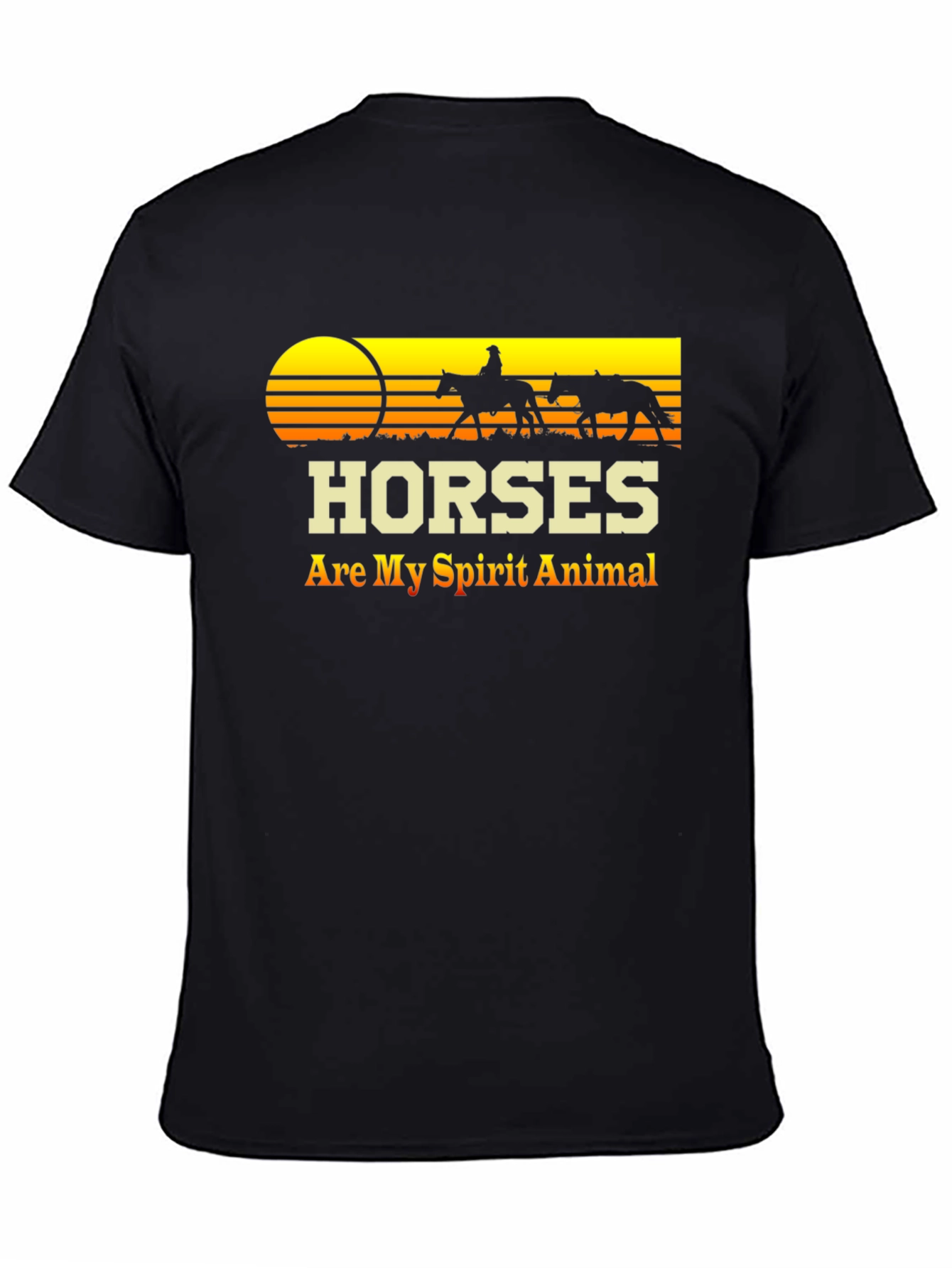 Camiseta Negra Caballos - Mi Animal Espiritual