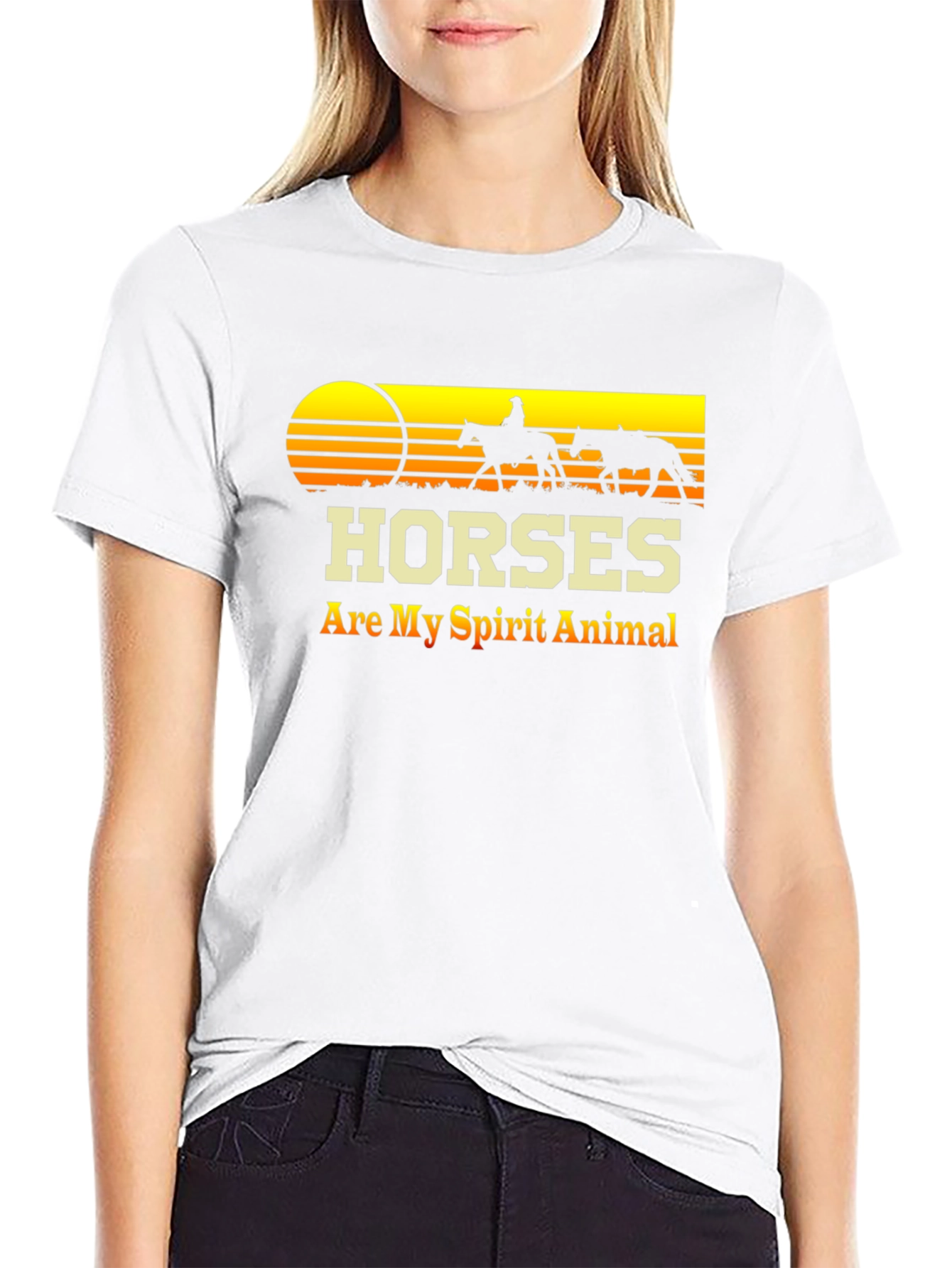 Camiseta Negra Caballos - Mi Animal Espiritual