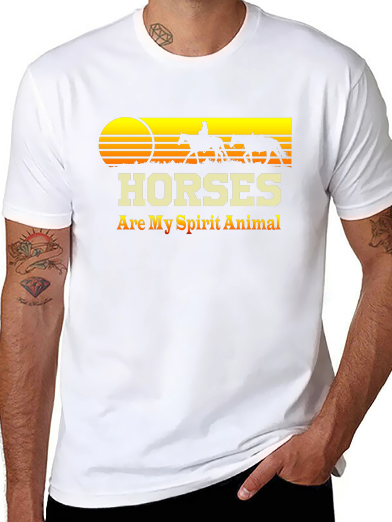Camiseta Negra Caballos - Mi Animal Espiritual