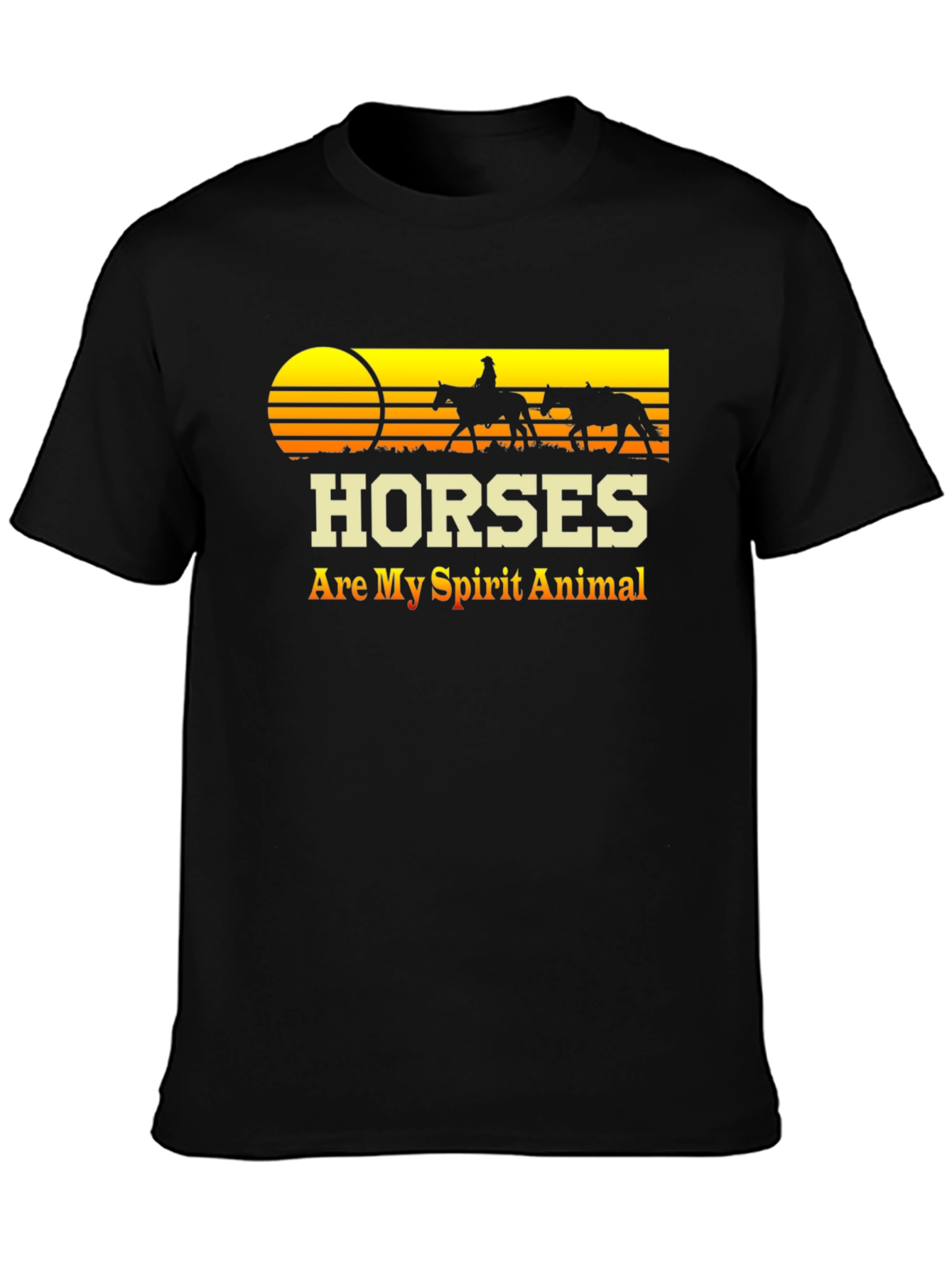 Camiseta Negra Caballos - Mi Animal Espiritual