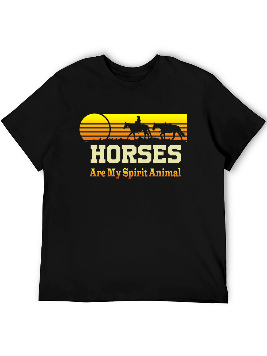 Camiseta Negra Caballos - Mi Animal Espiritual