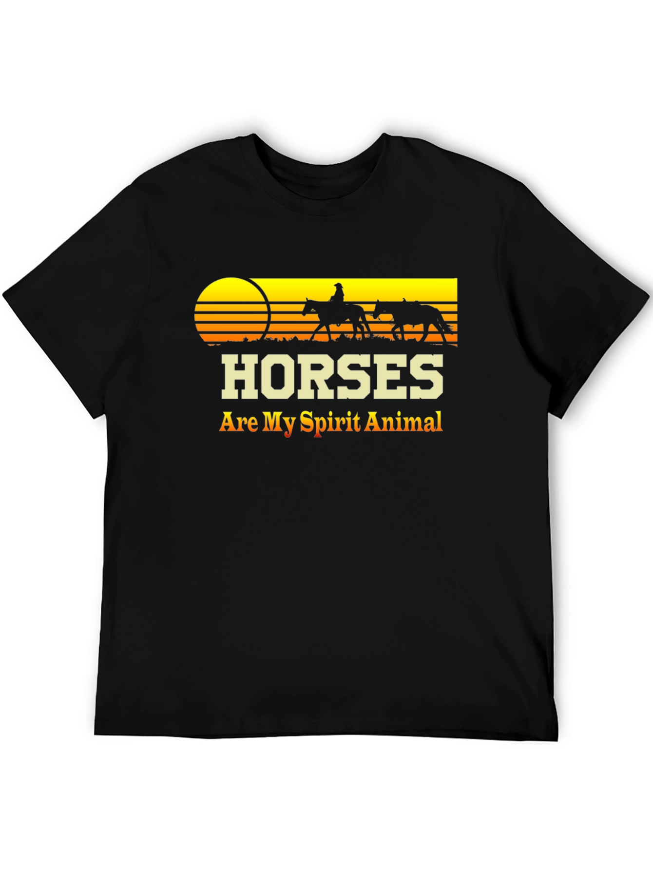 Camiseta Negra Caballos - Mi Animal Espiritual