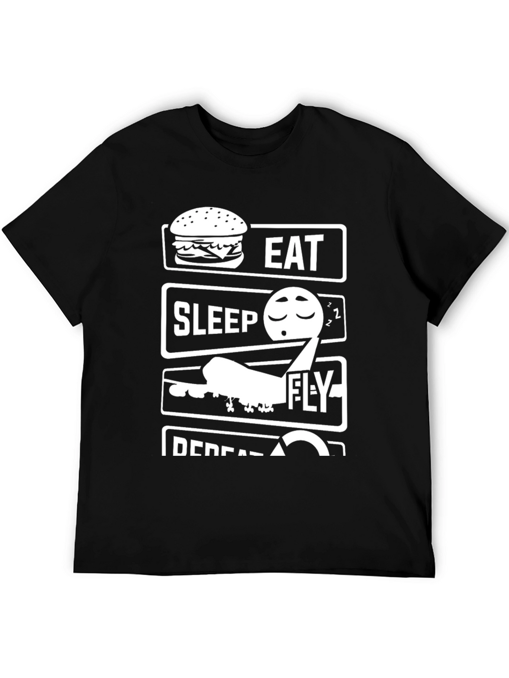 Camiseta Negra Come Duerme Vuela Repite