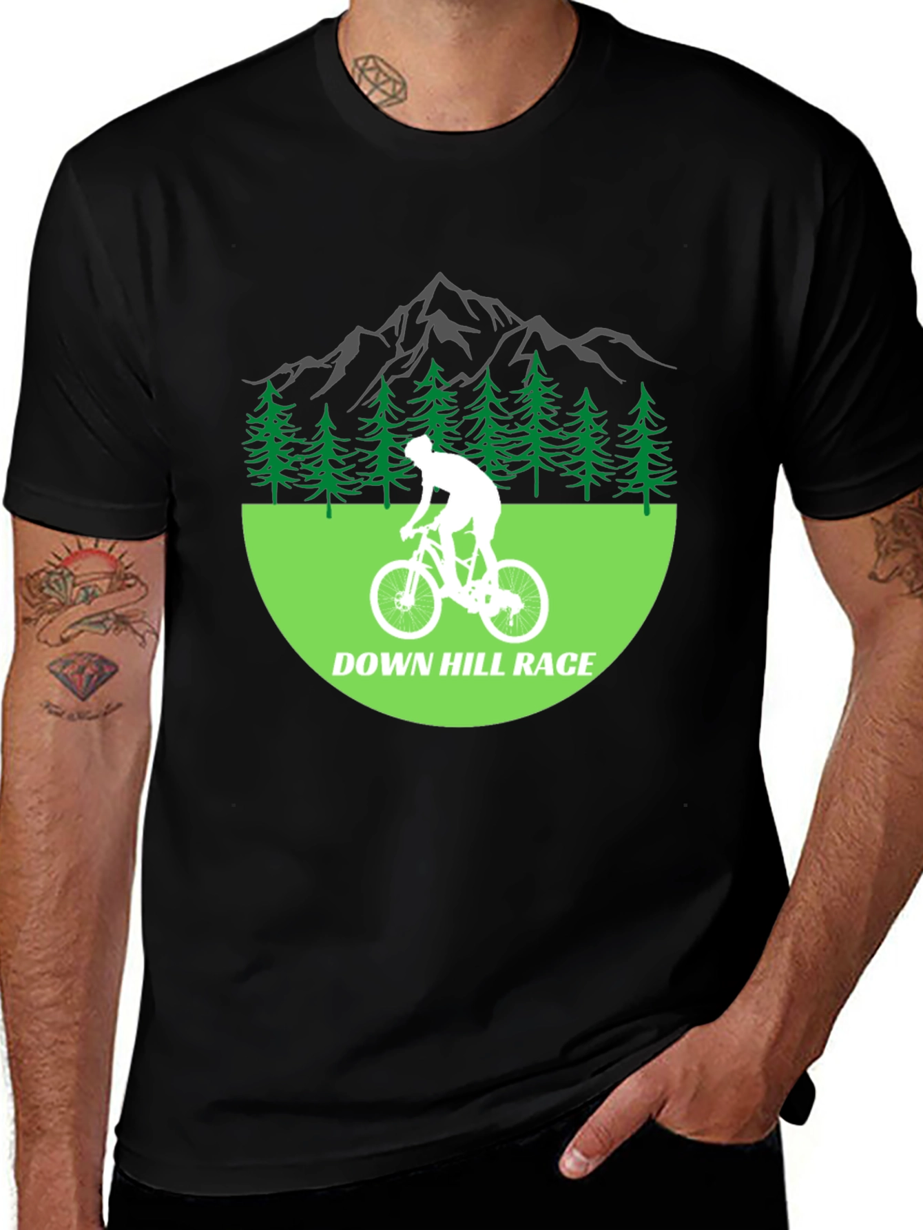 Camiseta Hombre Negra - Diseño Down Hill Race