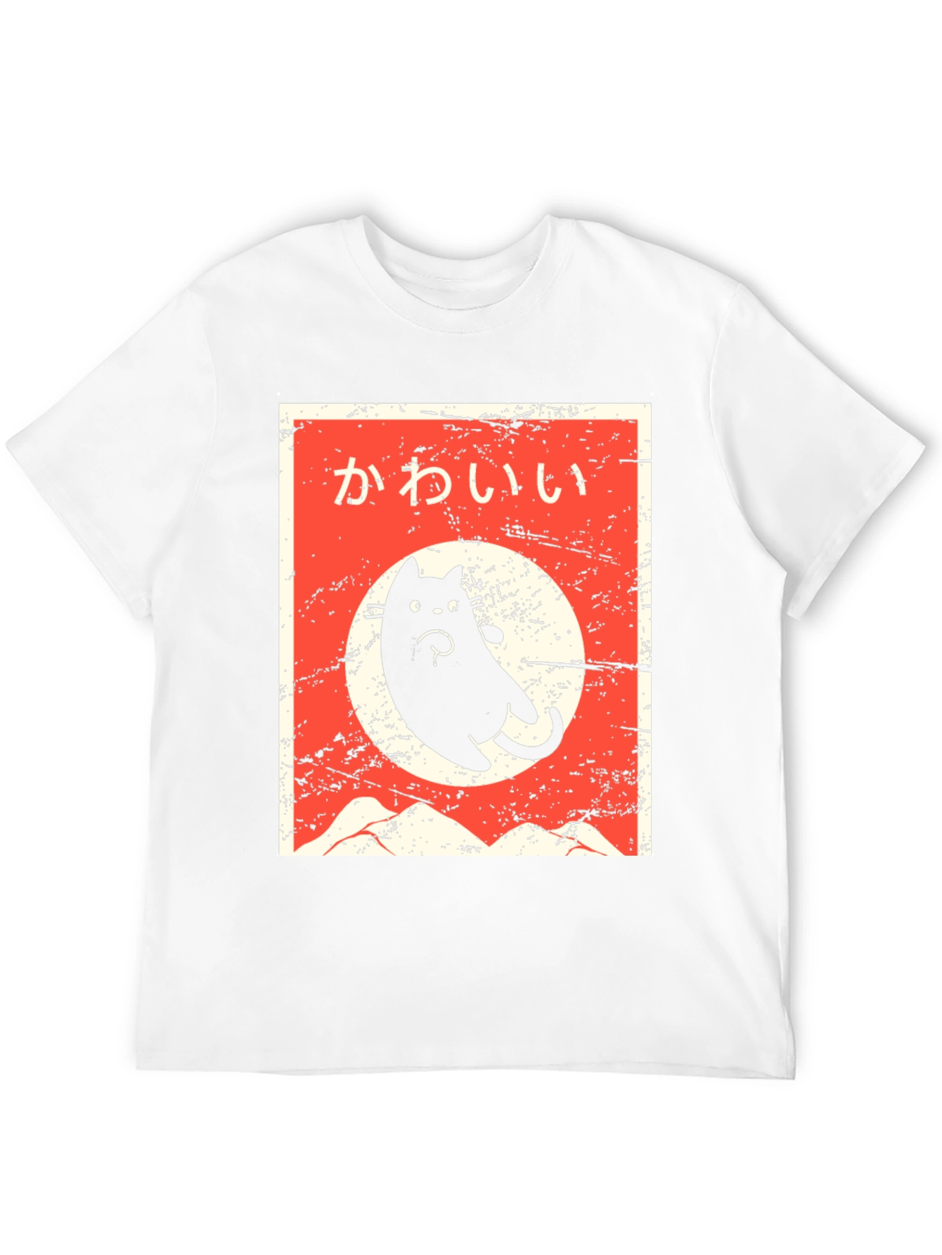 Camiseta Negra con Diseño de Gato Kawaii Japonés