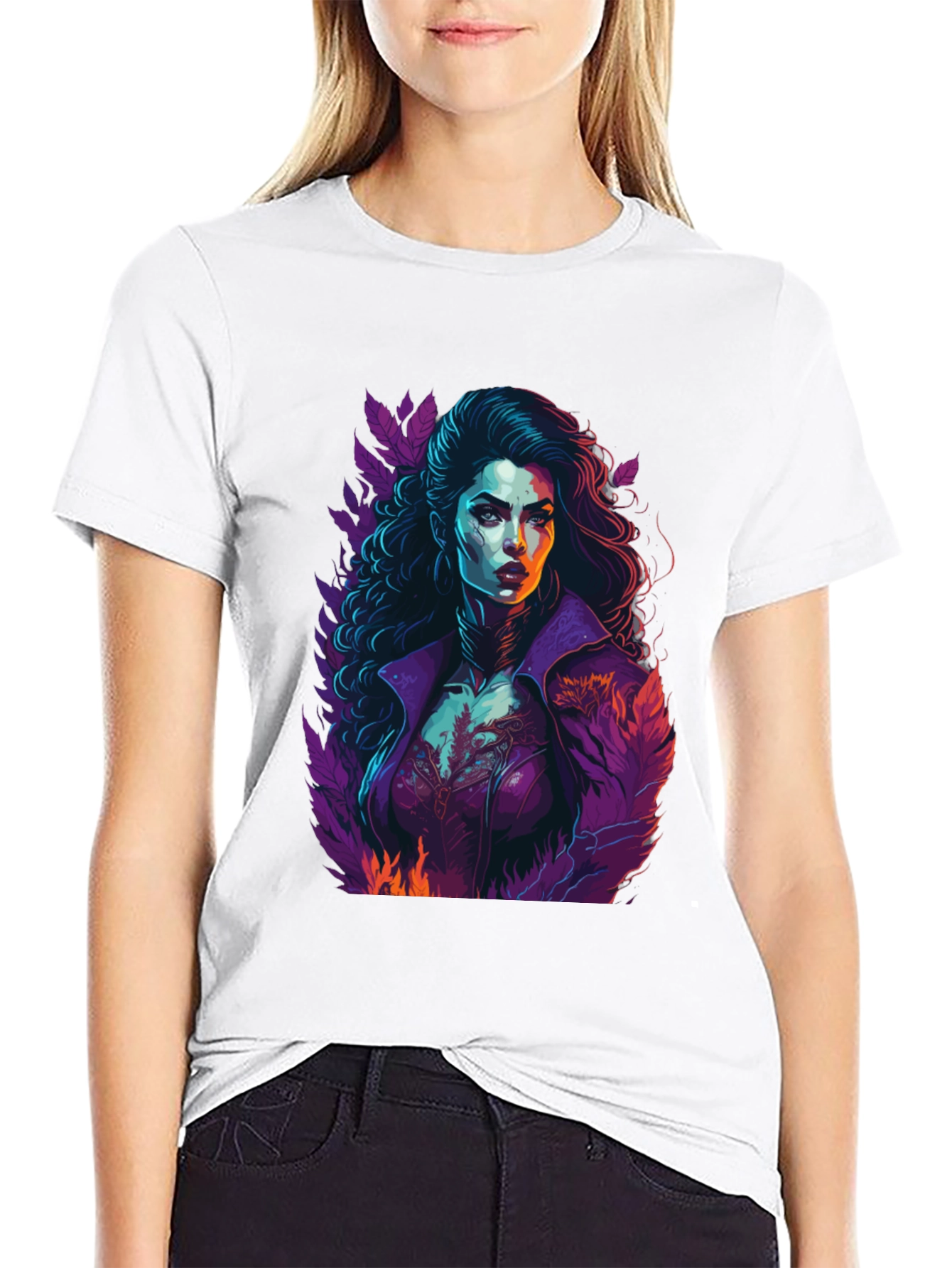 Camiseta Hombre Diseño Vampiresa Arte Gráfico