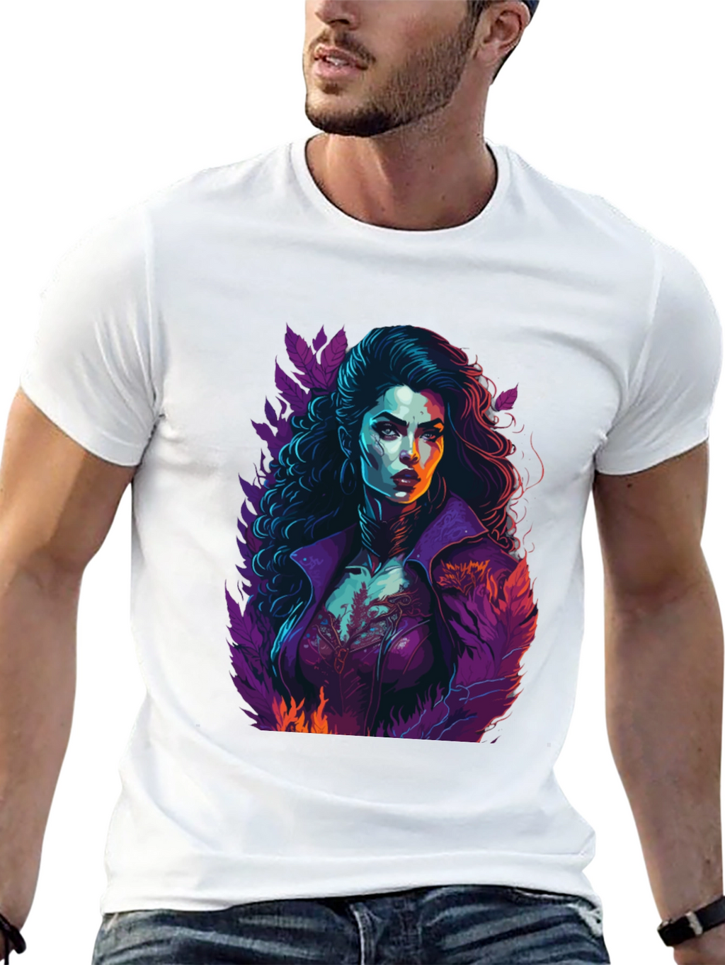 Camiseta Hombre Diseño Vampiresa Arte Gráfico