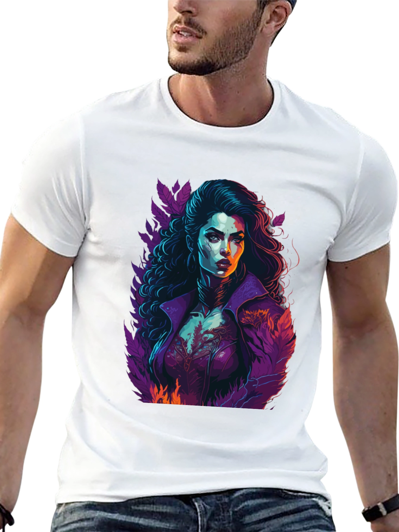 Camiseta Hombre Diseño Vampiresa Arte Gráfico