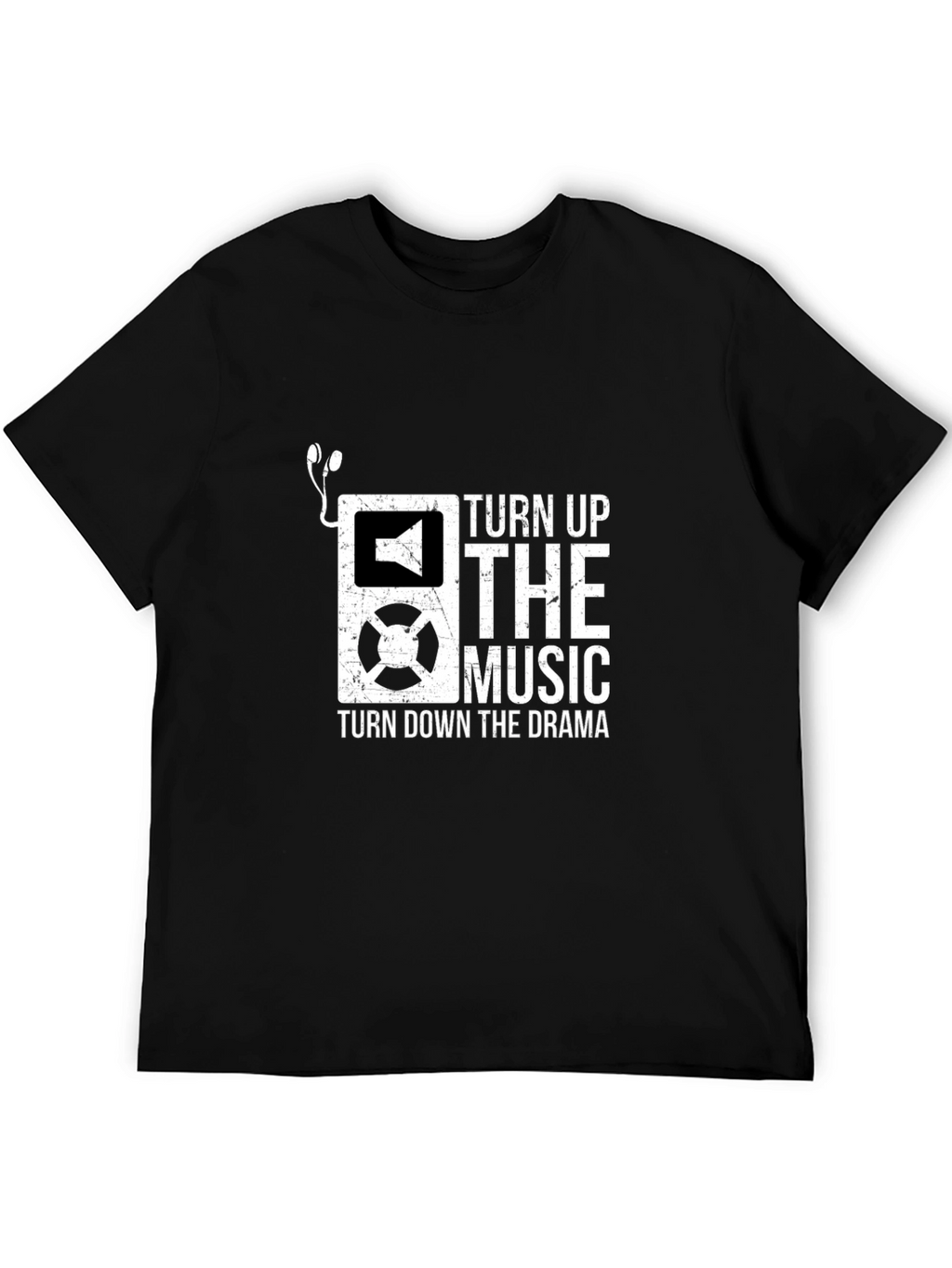 Camiseta Negra con Diseño de Música