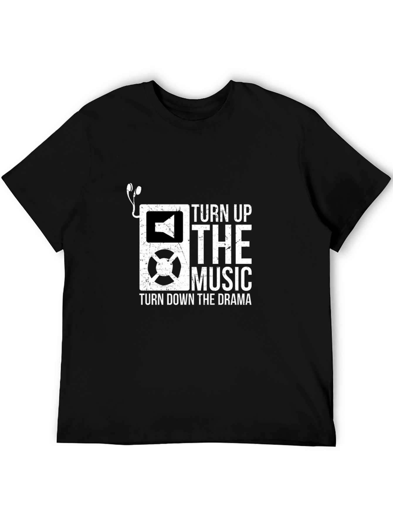 Camiseta Negra con Diseño de Música