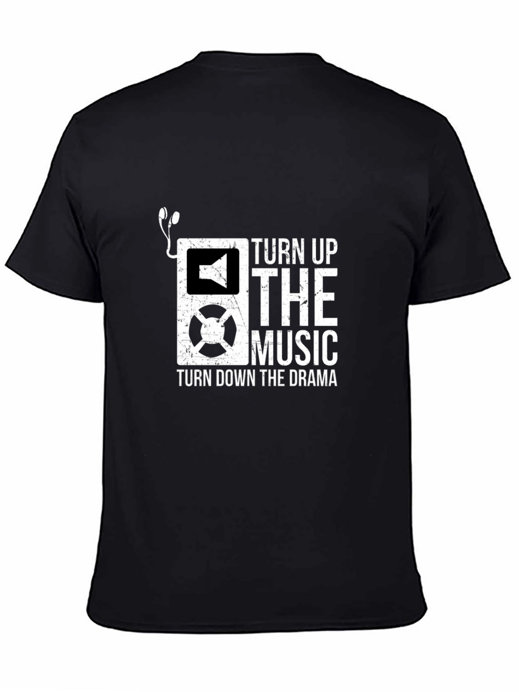 Camiseta Negra con Diseño de Música