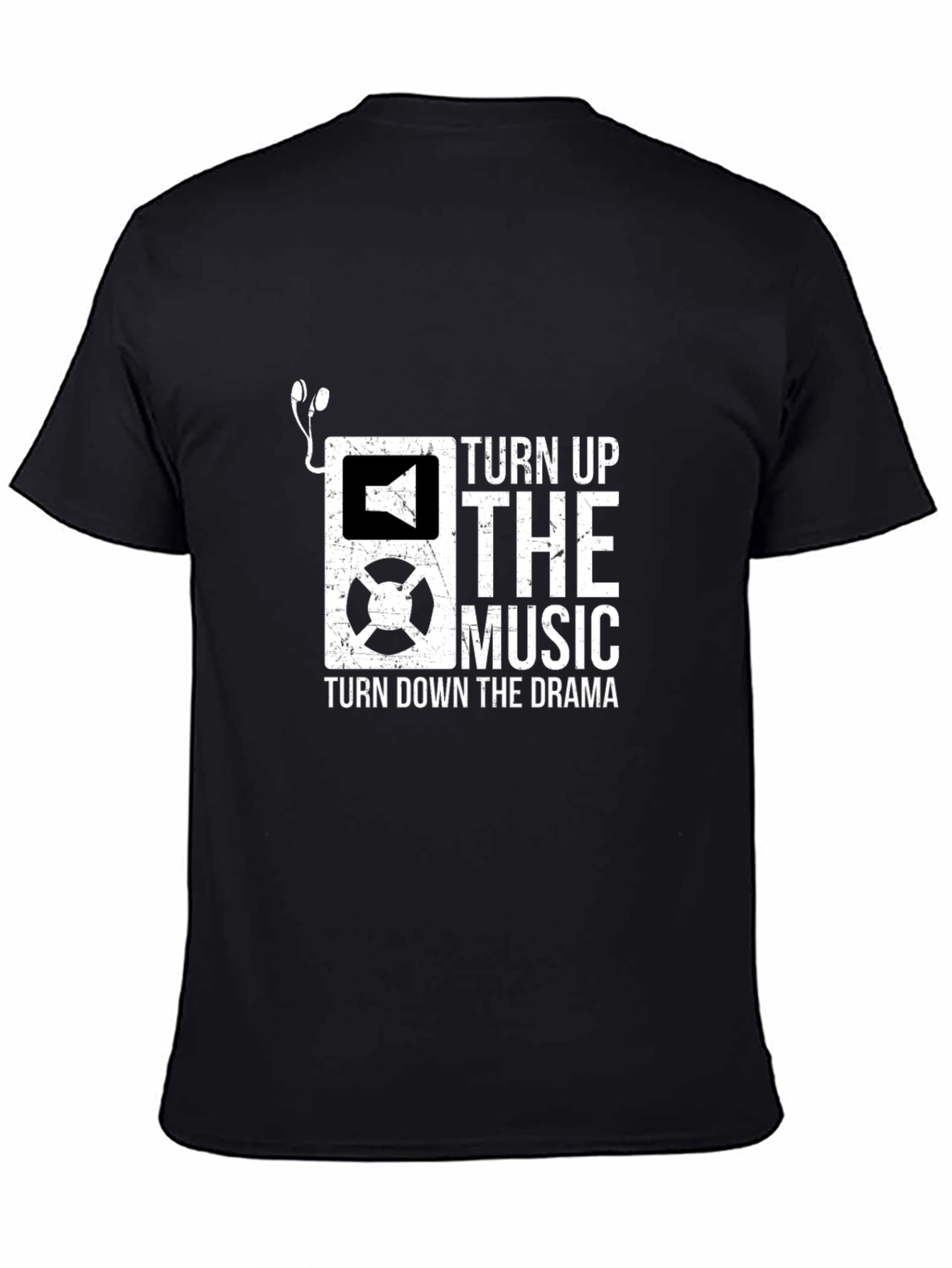 Camiseta Negra con Diseño de Música