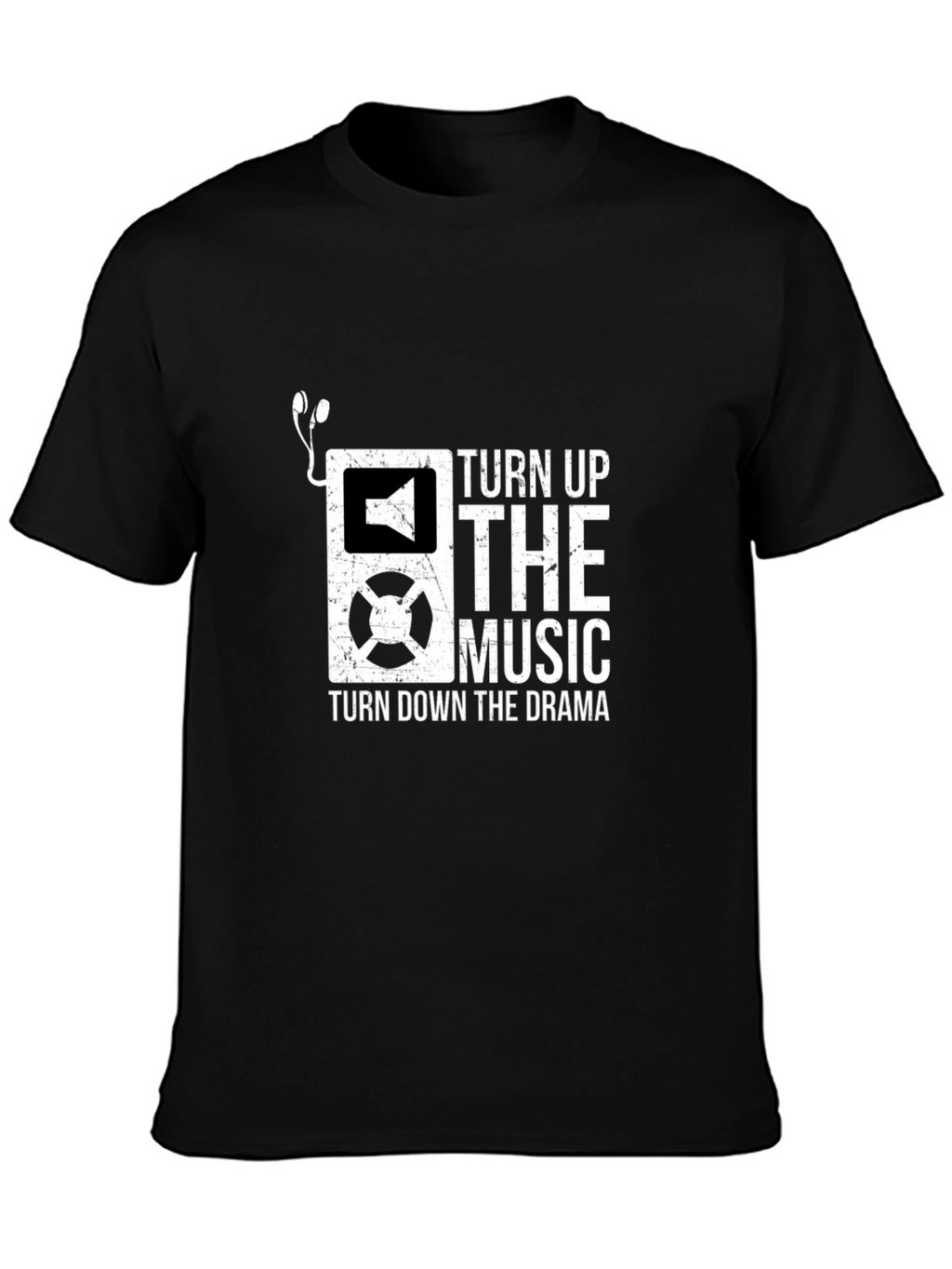 Camiseta Negra con Diseño de Música