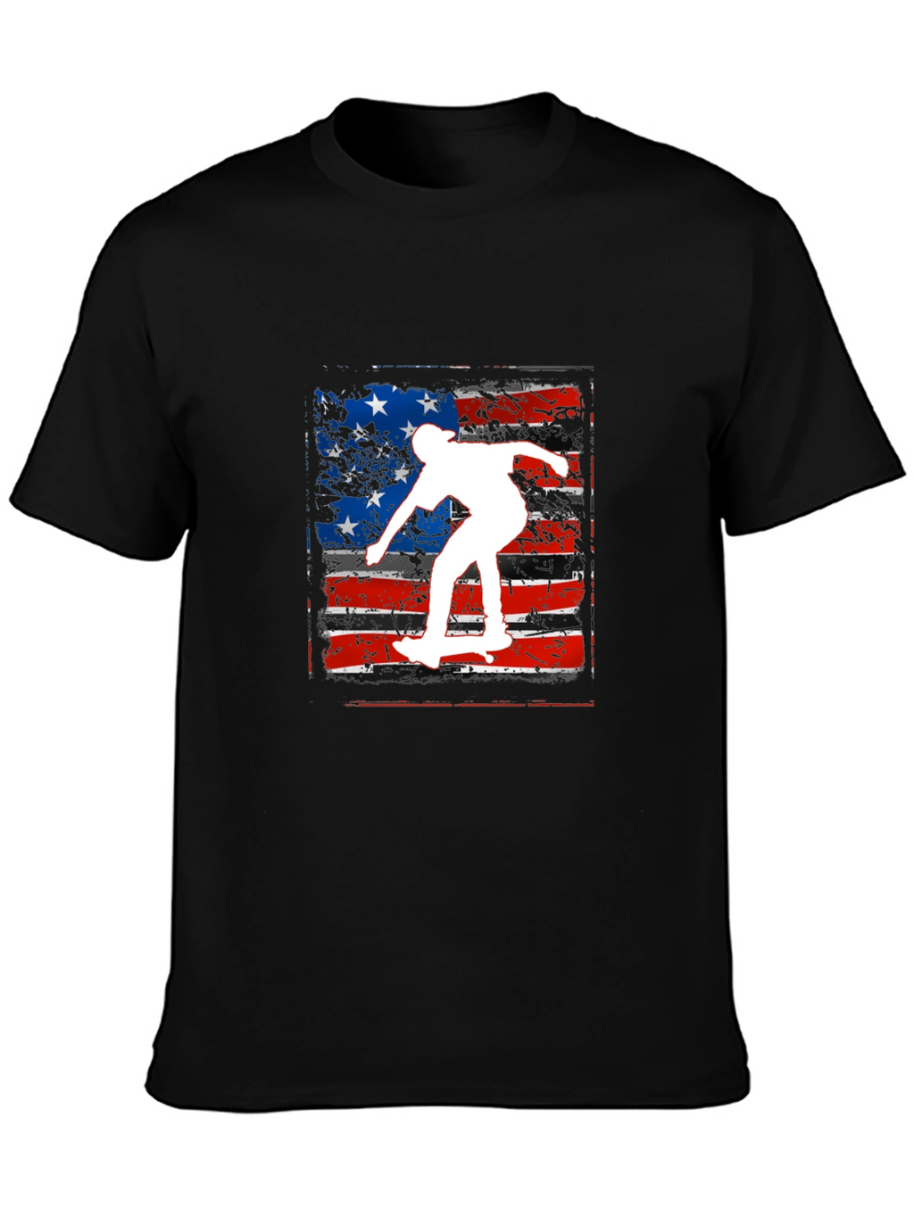 Camiseta Hombre Negra Diseño Skate USA