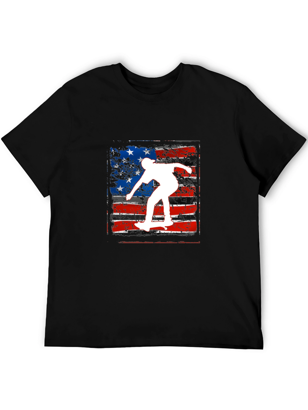 Camiseta Hombre Negra Diseño Skate USA