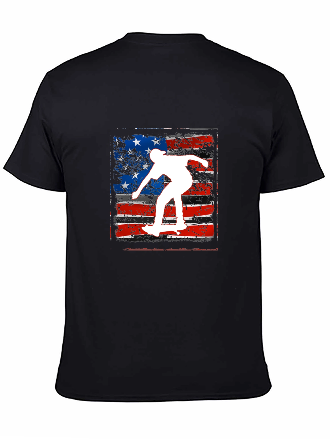 Camiseta Hombre Negra Diseño Skate USA