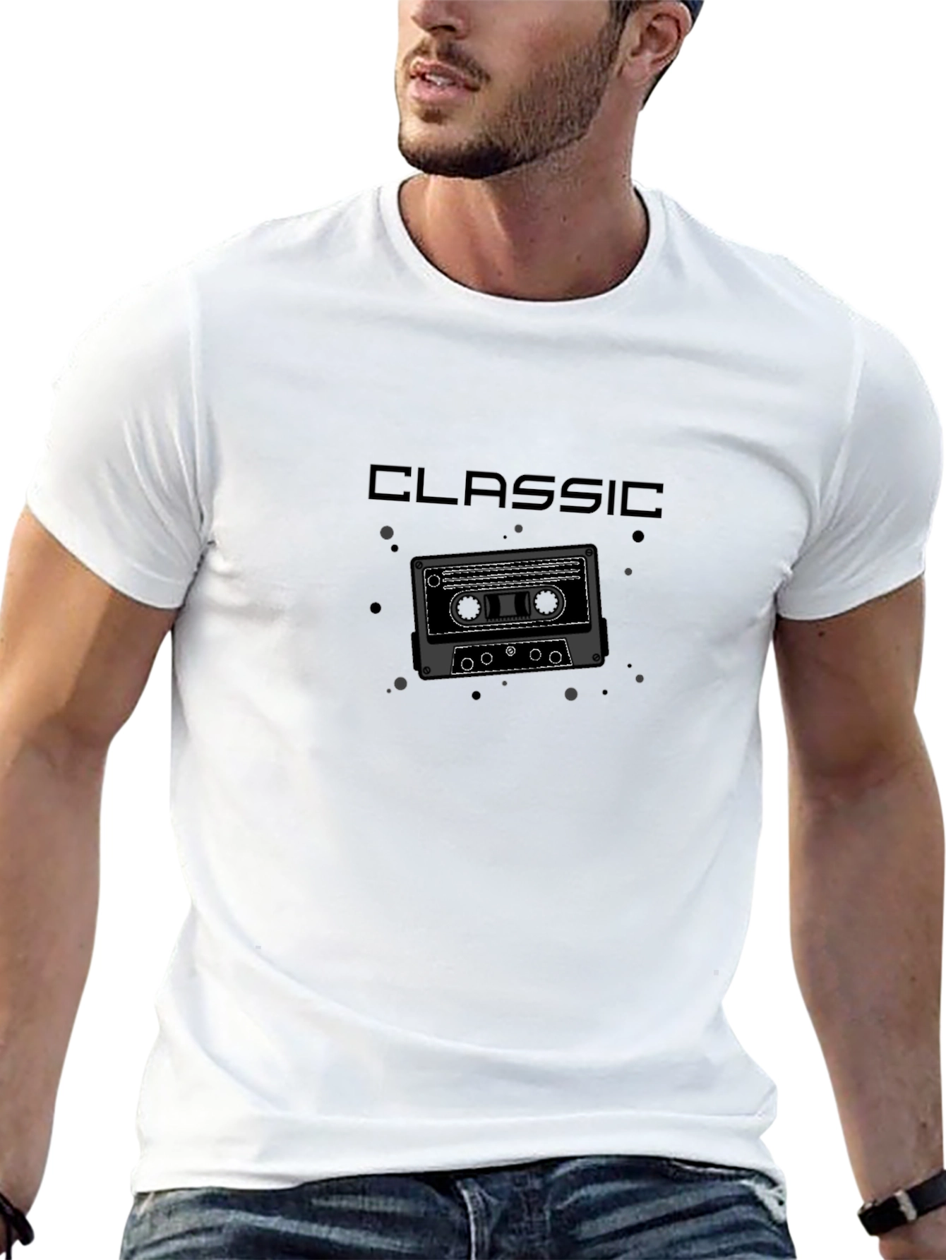 Camiseta Negra Clásica Cassette Retro