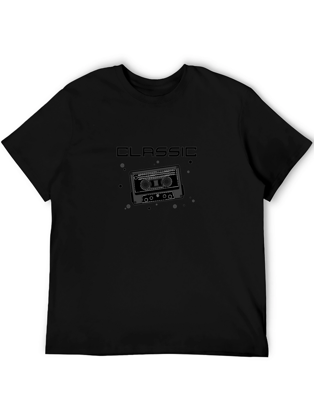 Camiseta Negra Clásica Cassette Retro