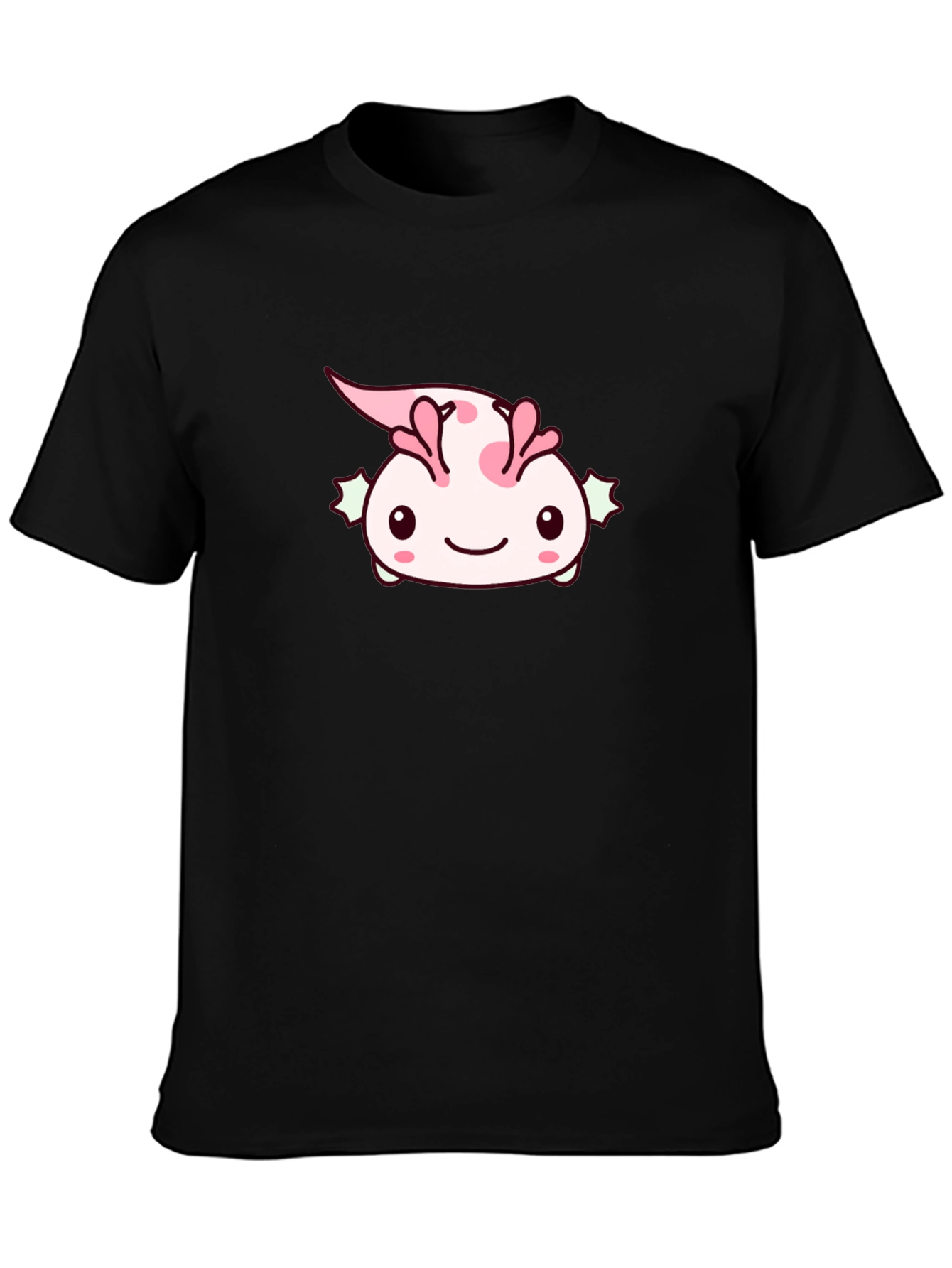 Camiseta Negra con Diseño de Ajolote Kawaii