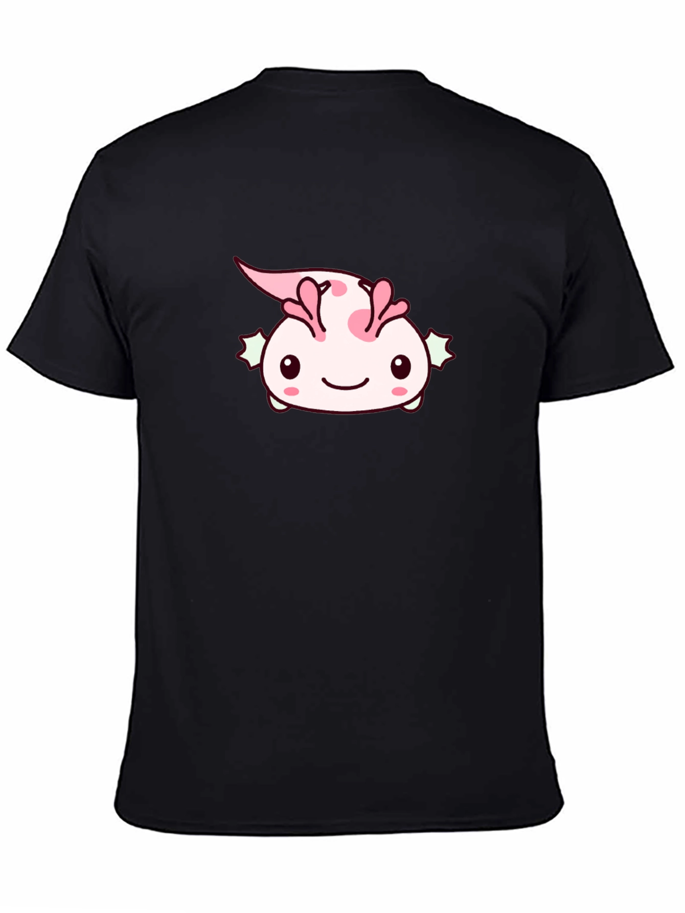 Camiseta Negra con Diseño de Ajolote Kawaii