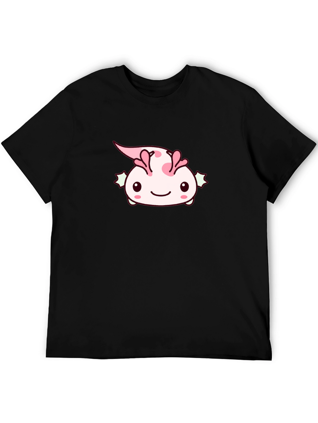 Camiseta Negra con Diseño de Ajolote Kawaii