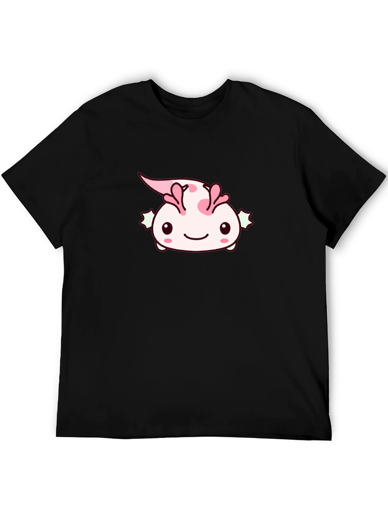 Camiseta Negra con Diseño de Ajolote Kawaii
