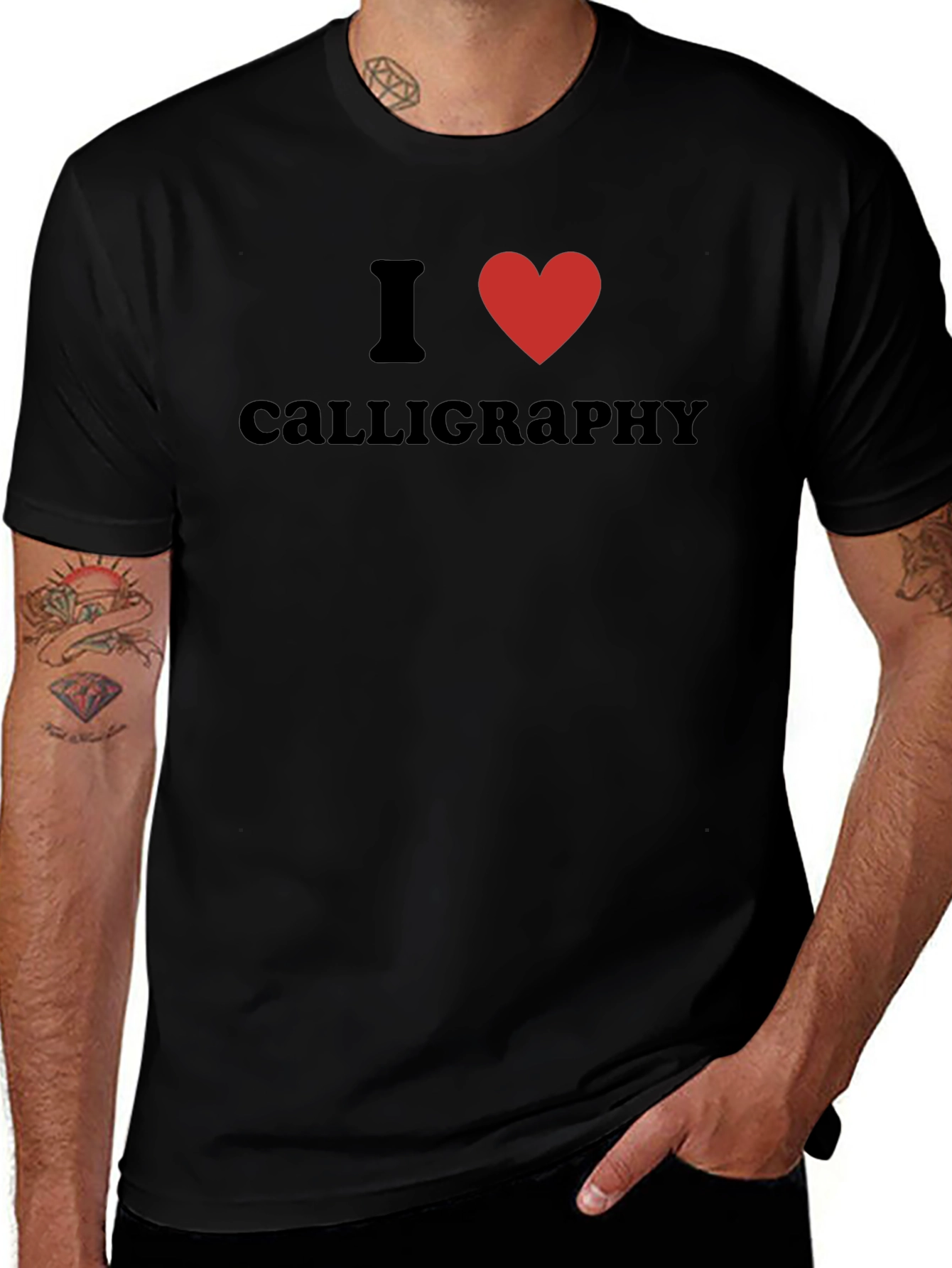 Camiseta Negra Amo la Caligrafía para Hombre