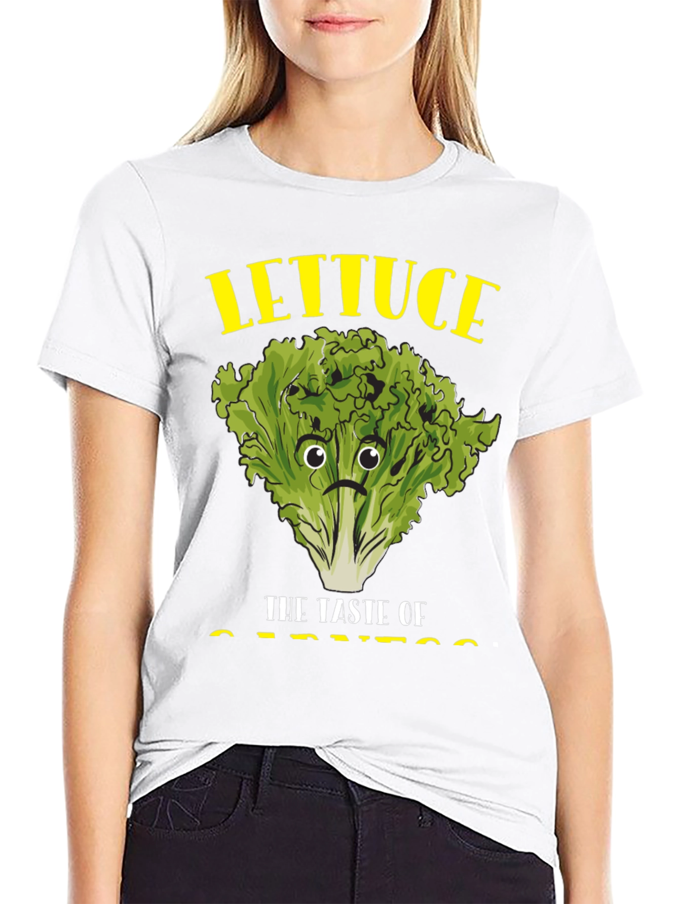 Camiseta Negra con Diseño de Lechuga Triste