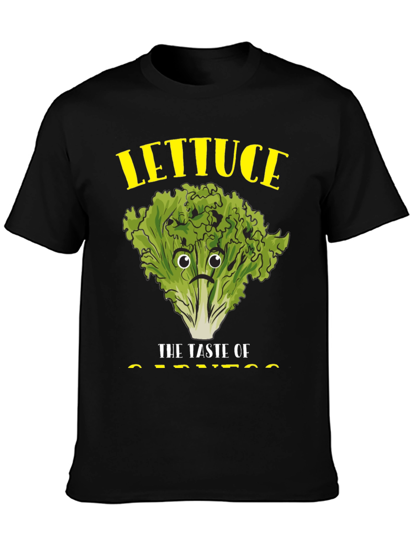 Camiseta Negra con Diseño de Lechuga Triste