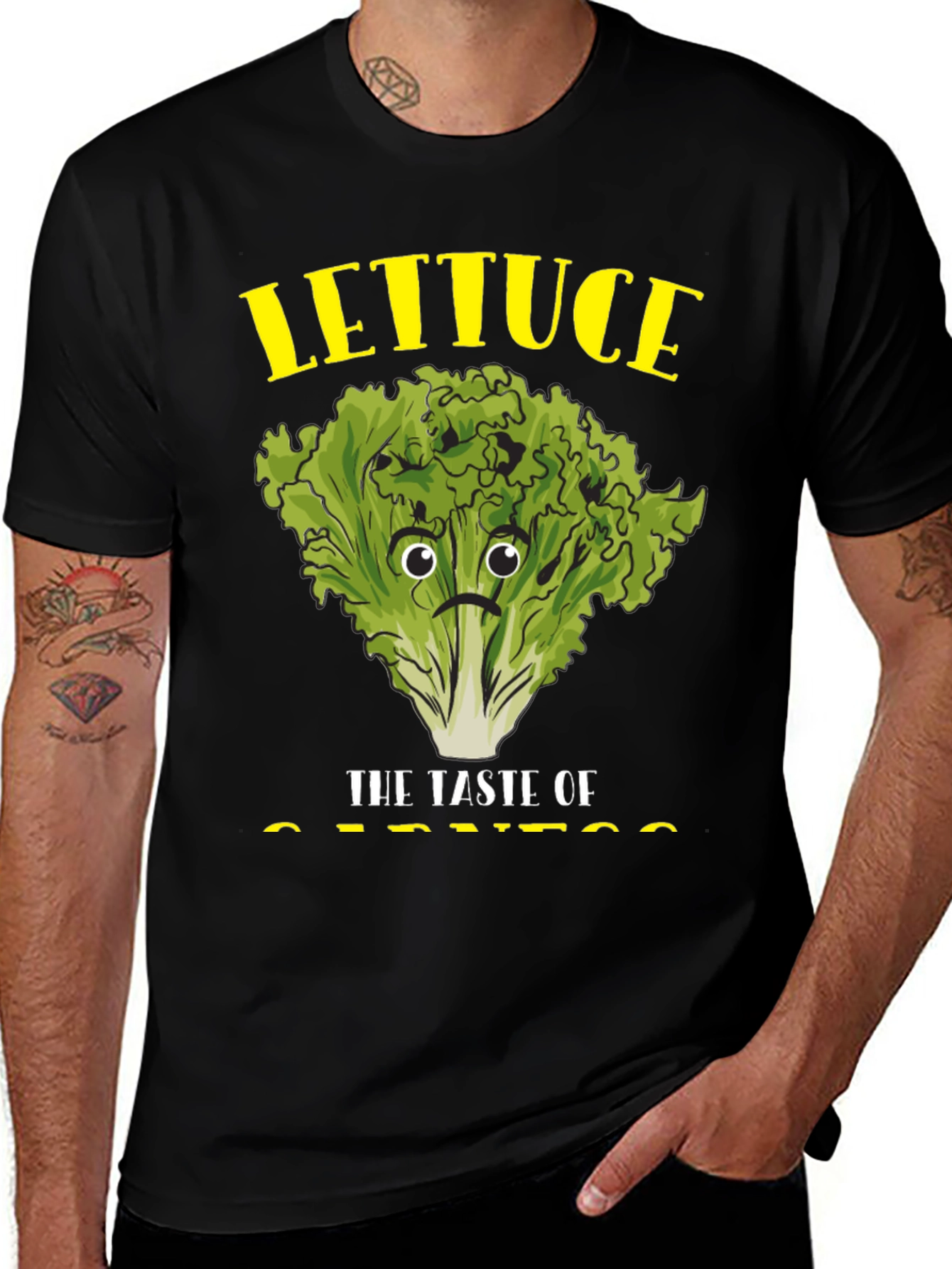 Camiseta Negra con Diseño de Lechuga Triste