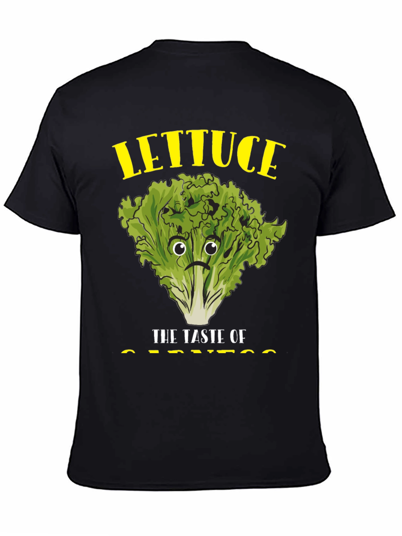Camiseta Negra con Diseño de Lechuga Triste