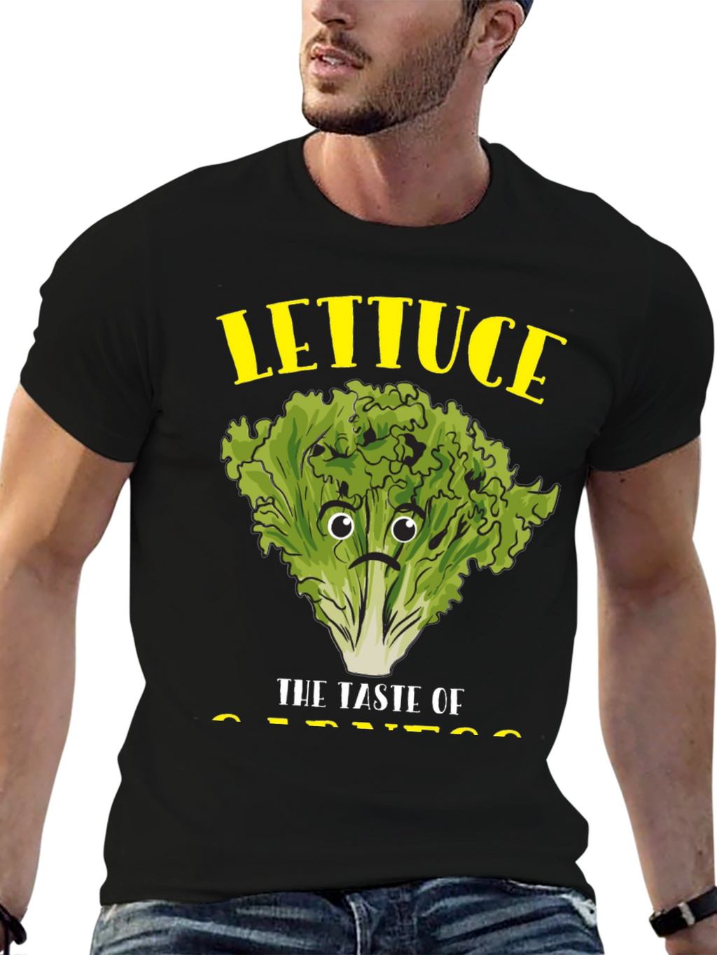 Camiseta Negra con Diseño de Lechuga Triste