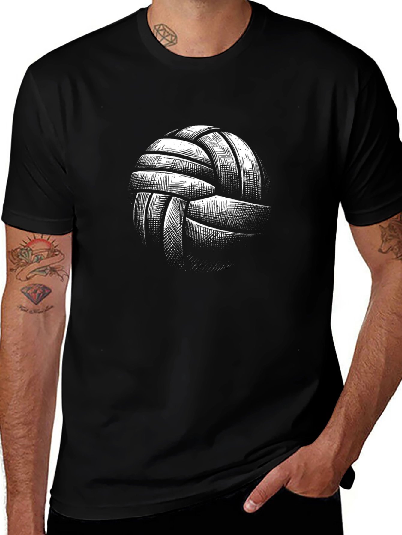 Camiseta Negra con Diseño de Balón