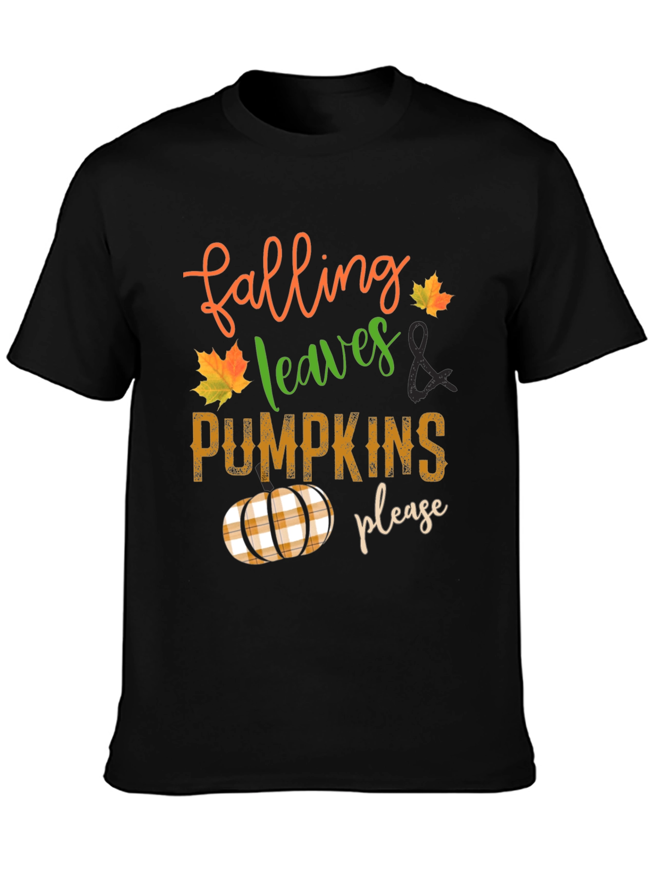 Camiseta de otoño: Hojas calabazas ¡por favor!
