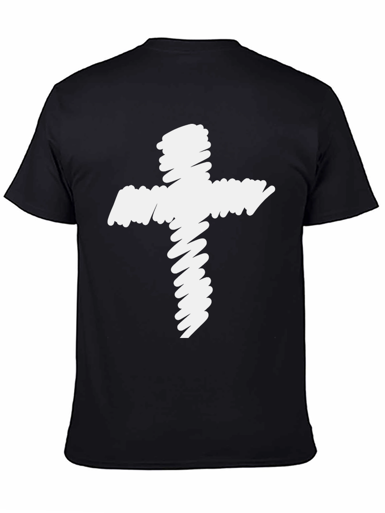 Camiseta Negra con Cruz Garabateada