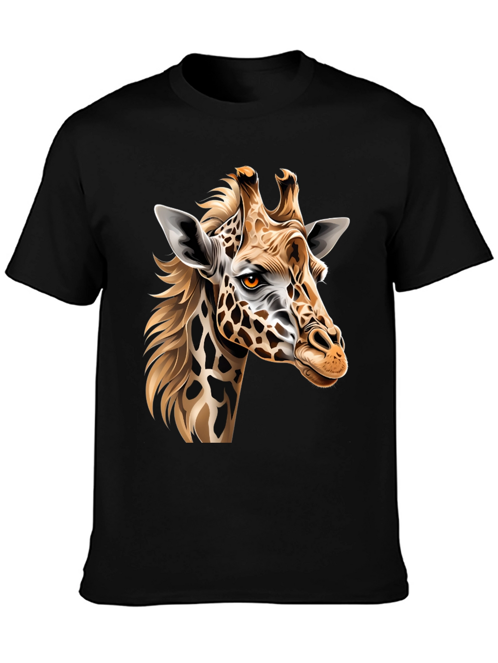 Camiseta Negra con Diseño de Jirafa Artística