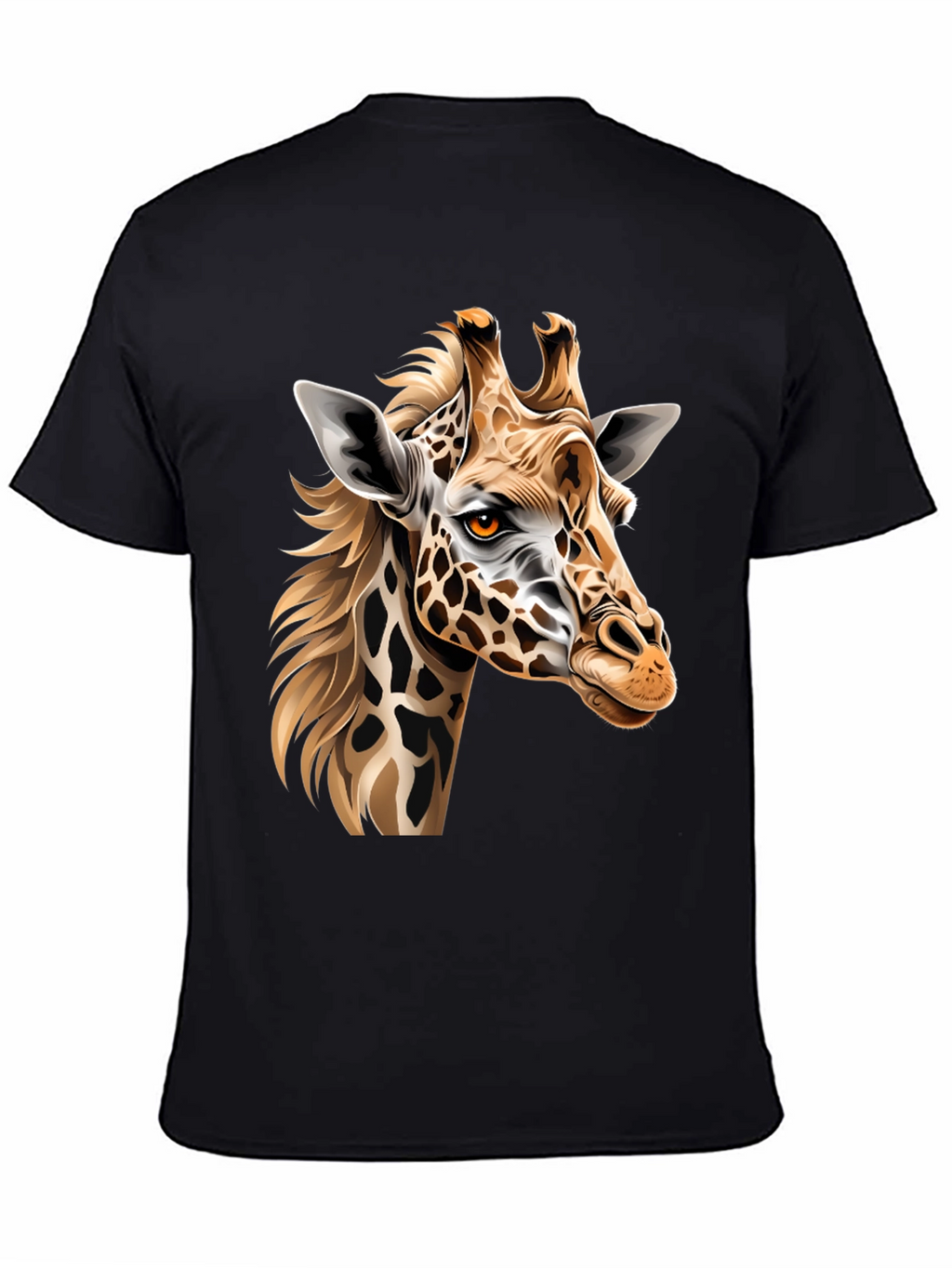 Camiseta Negra con Diseño de Jirafa Artística