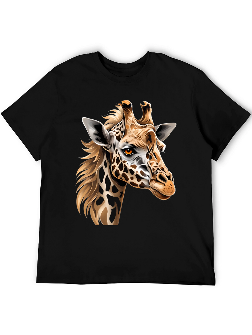 Camiseta Negra con Diseño de Jirafa Artística