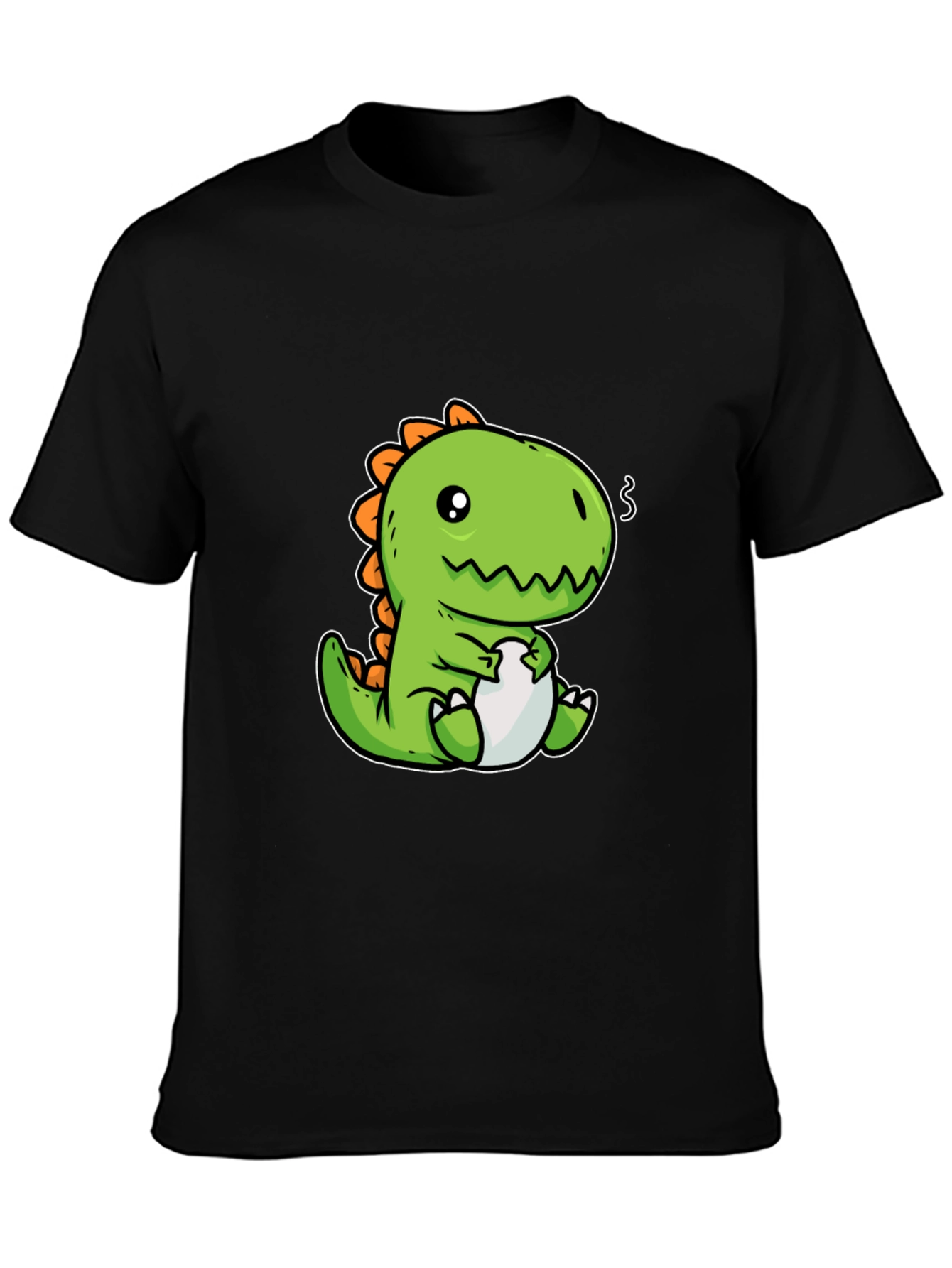 Camiseta Negra con Diseño de Dinosaurio Kawaii