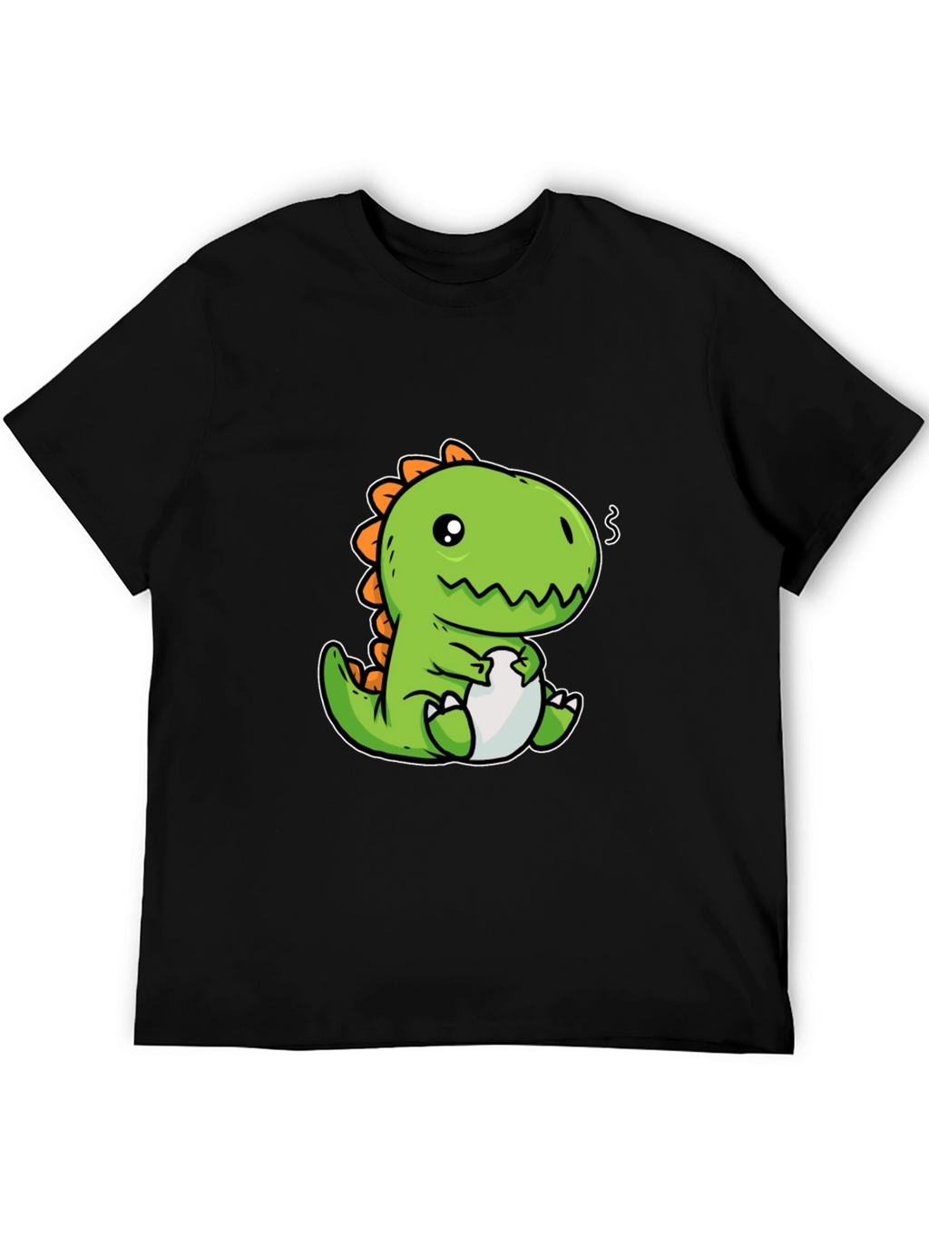 Camiseta Negra con Diseño de Dinosaurio Kawaii