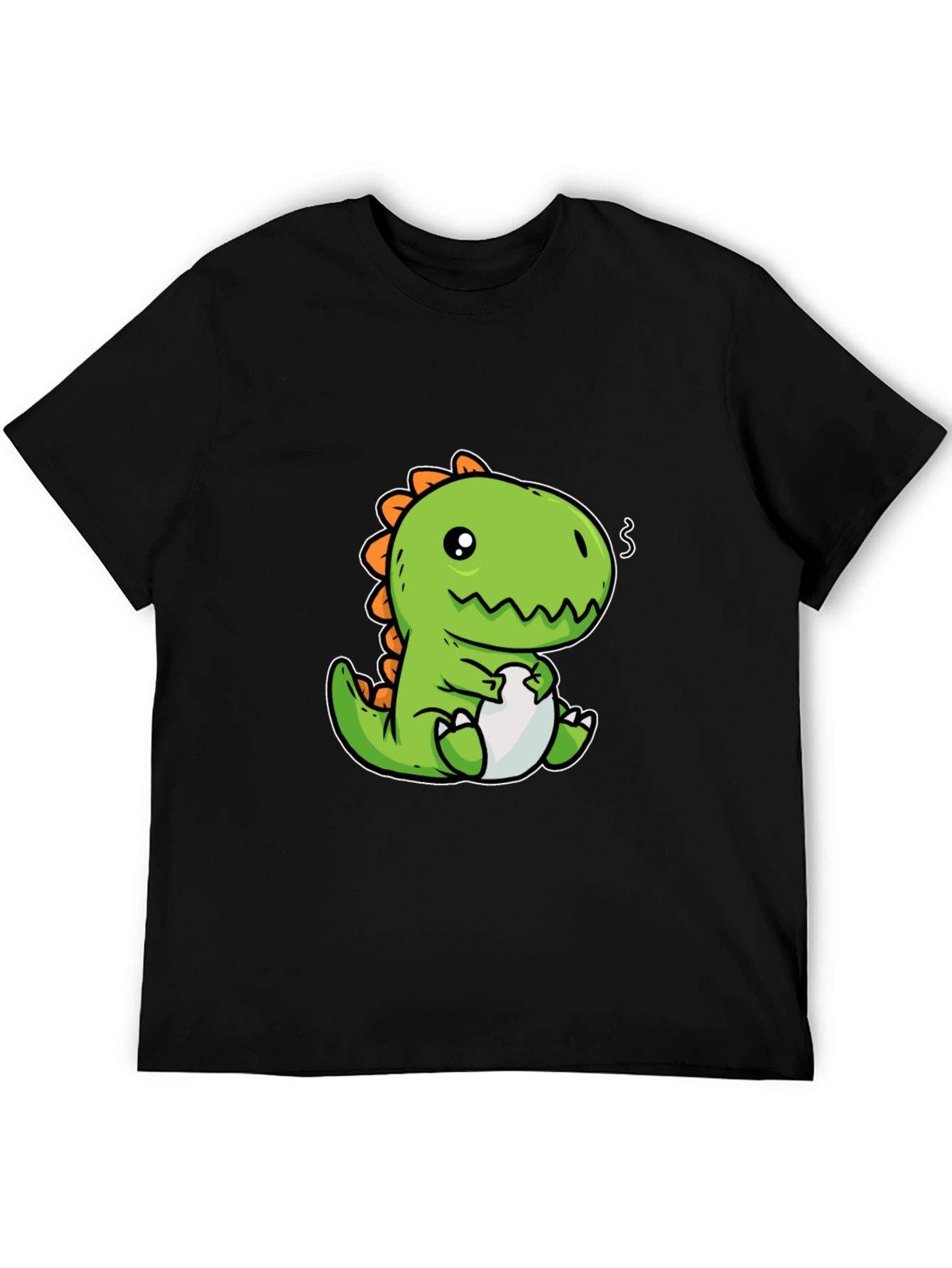 Camiseta Negra con Diseño de Dinosaurio Kawaii