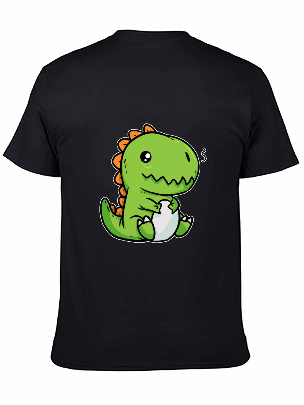 Camiseta Negra con Diseño de Dinosaurio Kawaii